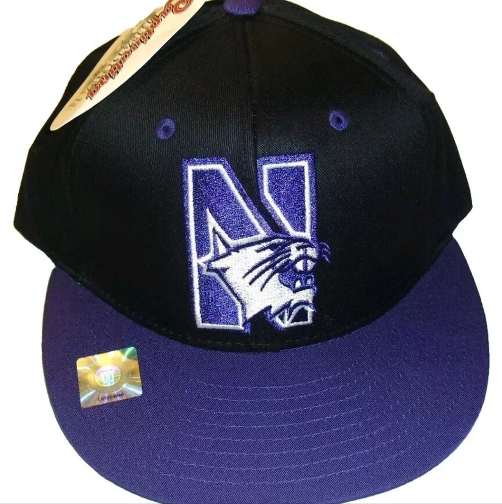Northwestern Wildcats Mens Black Purple Snapback Hat cap Eclipse New Ncaa